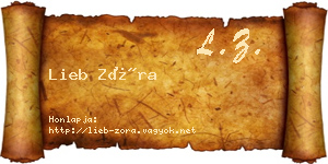 Lieb Zóra névjegykártya